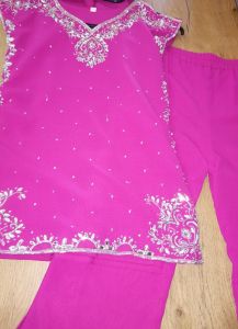 Kids Costumes to Hire - Indian - Traditional - Cerise pink top & pants - GIRL